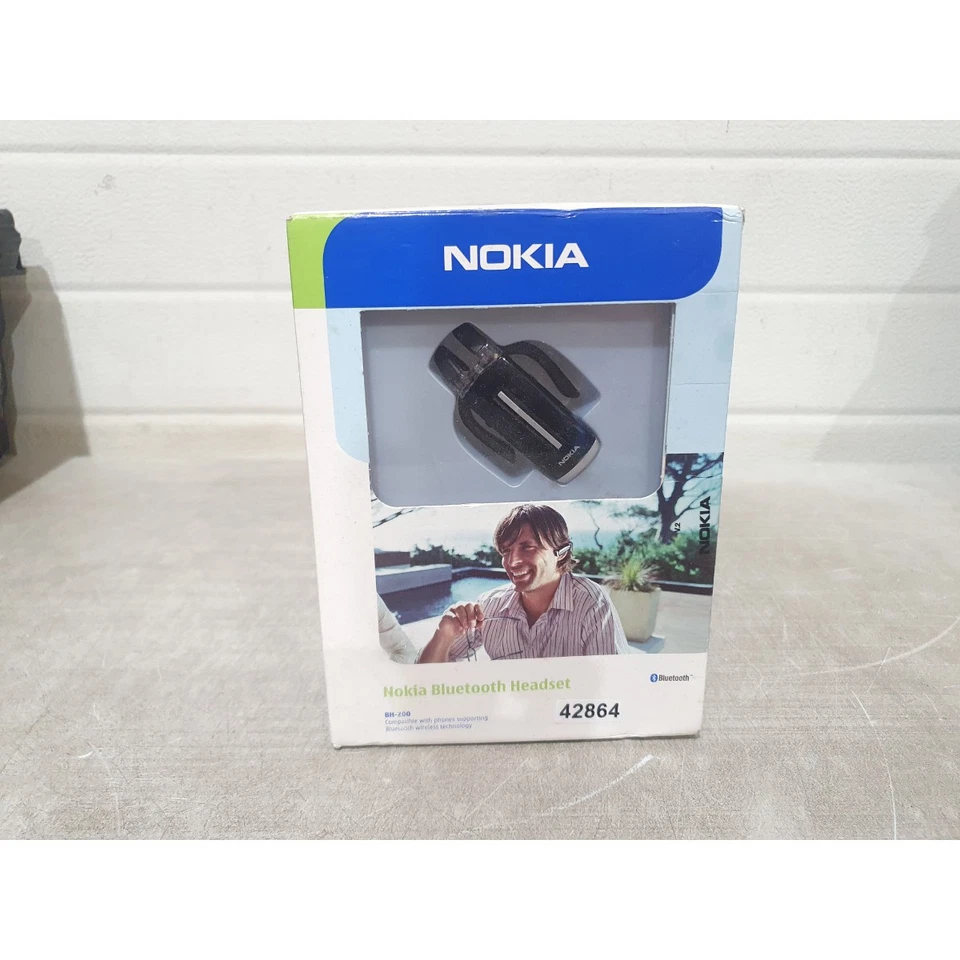 Nokia BH-200 Elastic Ear Hook Headset Black Wireless Bluetooth Control Keys - Image 1 of 4