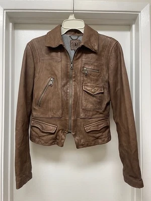 Banana Republic коричневый кожаный короткий мотоциклиста куртка - Изображение 1 из 4