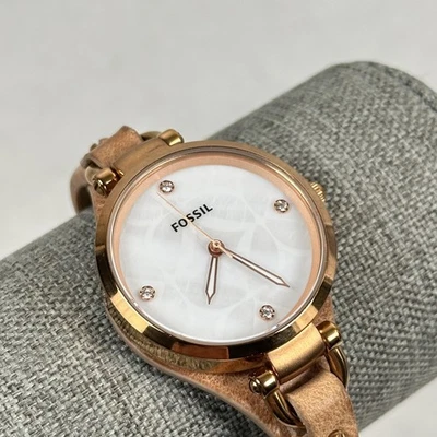Fossil Watch Womens 32mm Rose Gold Tone Floral MOP Dial Georgia New Battery - Image 1 of 4