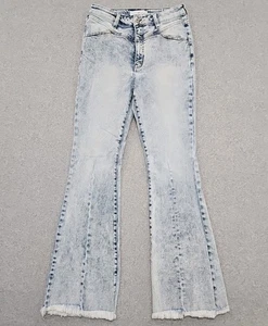 Pantalones de mezclilla para mujer Kancan lavado ácido tiro alto acampanados dobladillo crudo talla 13 30x33 - Imagen 1 de 11