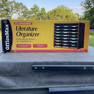 NIB Office Max 24 Compartment Literature Organizer Model 00324 Oak - Image 1 of 4