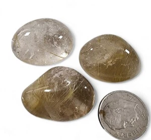 Rutilated Quartz Crystal Polished Stones 22.4 grams Brazil 3 Piece Lot - Picture 1 of 1
