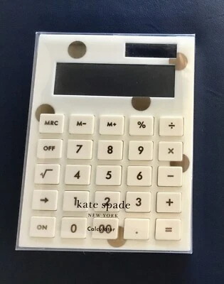 NIB Kate Spade Gold Dot Calculator Solar Power  5.5" x 4.125 New - Image 1 of 2
