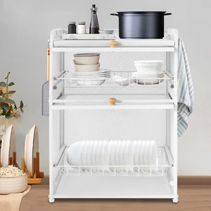 Estante de secado de platos de 3 niveles moderno organizador de platos domésticos estantes de almacenamiento de cocina - Imagen 1 de 24