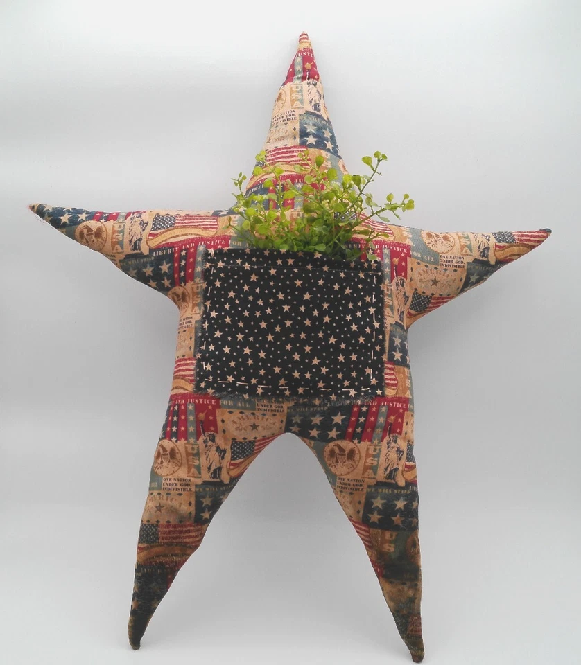 Primitive Americana Patriotic Star Door Wreath Hanger 20" Tall - Image 1 of 2