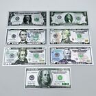 Billets de banque américains en argent 1 2 5 10 20 50 100 dollars billets argent décoration intérieure 7 pièces/ensemble
