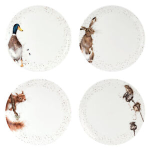 Wrendale Designs Set of 4 Coupe Dinner Plates Animals Collectable Decorated