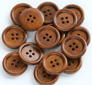 GANSSIA 100PCS 1 Inch (25mm) Brown Color Wooden Buttons DIY Crafts Button Sew... - Picture 1 of 6
