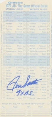Ron Santo Signed Original 1972 All-Star Game Ballot "9xAS" (JSA COA) Chicago Cub - Image 1 of 4