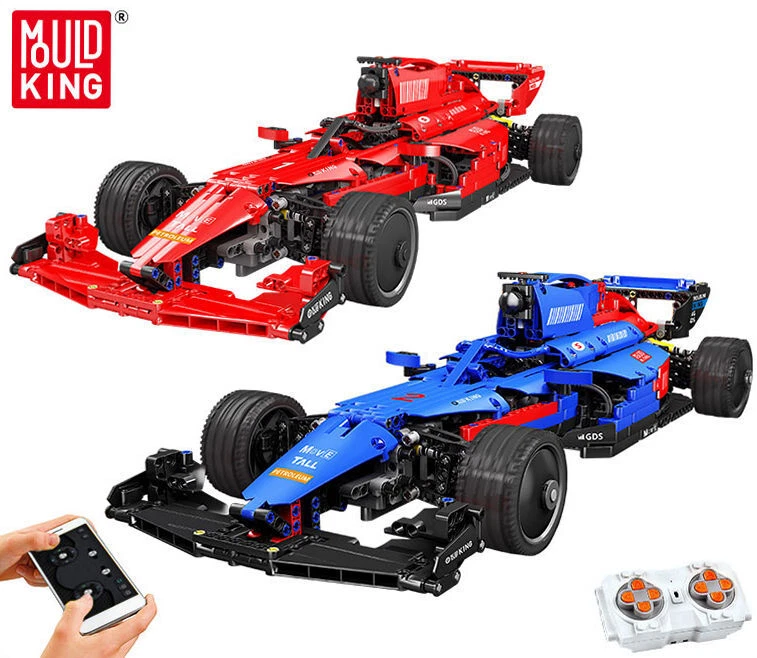 RC Formel 1 Rennwagen, blau, rot von Mould King, 1065 Teile, 18024A, 18025A - Bild 1 von 1