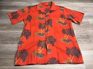 Vintage Islander Hawaiian Camp Button Up Shirt 60s Tropical Trees Size M Mens - Picture 1 of 9