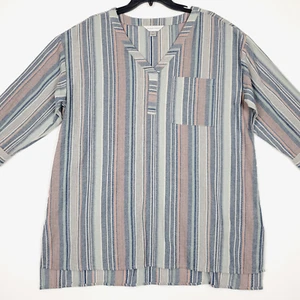 Christopher & Banks Damen V-Ausschnitt Tunika Oberteil XL blau gestreift 3/4 Arm - Bild 1 von 16