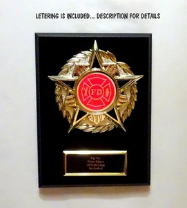 FIRE DEPARTMENT  6 X 8 PLAQUE STAR WREATH  FREE LETTERING  ## - Picture 1 of 4