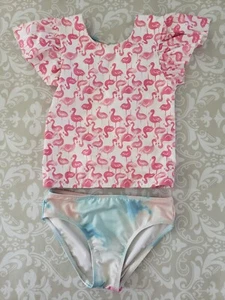 Nordstrom Harper Canyon 4 Girl Two Piece Swimsuit Flamingo Bird Tie Dye - Picture 1 of 4