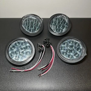X4 Smoked Lens 2 Red 2 Amber LED Round 4” Trailer Lights Waterproof 12V - NEW! - Foto 1 di 17