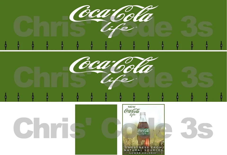 Code 3 Adhesive Vinyl Trailer Decal - Coca-Cola Life livery - 1/50 1/76 1/148 - Image 1 of 1