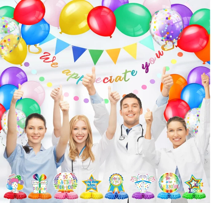 Foilswirl Multicolor Empleado Jubilación Apreciación Fiesta Decoraciones Set Foto 1 de 4