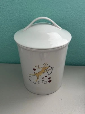 Retired Pottery Barn Reindeer CUPID Christmas Cookie Jar Canister Japan - Image 1 of 4