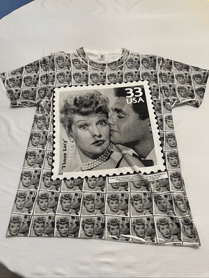 I Love Lucy Vintage AOP Stamp 90s TV T-Shirt Size Medium - Image 1 of 4