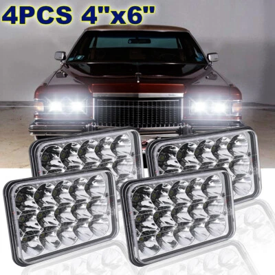 Faros LED altos/bajos de 4x6 pulgadas para Cadillac Fleetwood/DeVille 1975-1986 4 piezas Foto 1 de 4