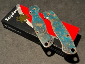 FLYTANIUM Custom - Spyderco Paramilitary 2 - Shipwreck finish Copper scales - Picture 1 of 7