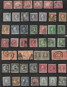 49 US Stamps Used # 501 - # 503 - 4¢ Washington - brown, # 504 - 5¢ WASHINGTON, - Picture 1 of 4
