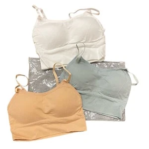 Tan, white, and grey super soft no show sports lounge comfort bras 3 pack - Picture 1 of 6