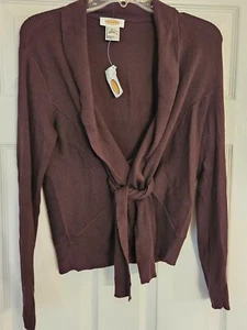 Neu mit Etikett Talbots Größe S braun geripptes Langarm Wickeloberteil leichter Pullover Oberteil - Bild 1 von 8