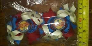 Euc hair bow barrette clips pigail set cola soda pop red blue patriotic America - Picture 1 of 1