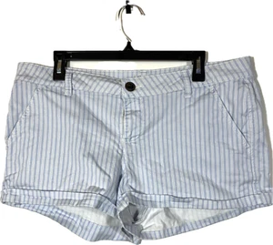 Light Blue Cuffed Chino Shorts Flat Front Striped Juniors Size 17 Casual Bottoms - Picture 1 of 7