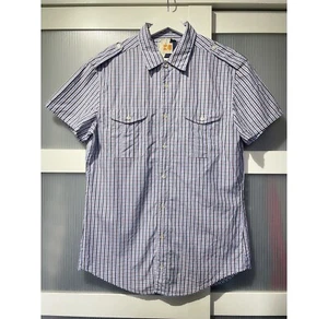 Men’s Vintage Hugo Boss Orange Multi Checked Short Sleeve Cotton Shirt Size L - Picture 1 of 11