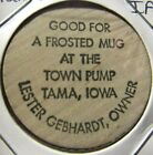 Pompe de ville vintage Tama, IA nickel en bois - jeton Iowa