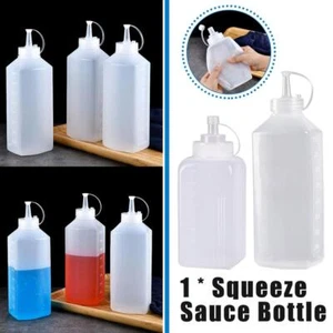 Square Plastic Squeeze Sauce Bottle Large Squeezy Bottle Oil Bottle( W0P3 - Picture 1 of 20