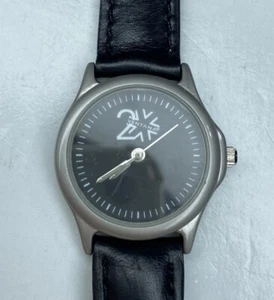 E Ventana Ladies Brushed Silver Black Leather Working - Picture 1 of 7