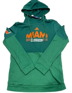 Miami Hurricanes ADIDAS NCAA Aeroready Hooded Sweatshirt Men's Medium New NWT - Picture 1 of 10