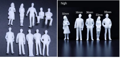10 Figuren Menschen Sitzende Stehende für Modellbahn Eisenbahn weiß 1:50 - Bild 1 von 4