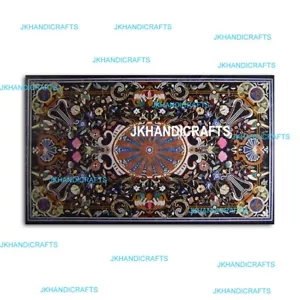 30'' X 60'' Fine Black Marble Semi Precious Stone Pietra Dura Dinning Table Top - Picture 1 of 1