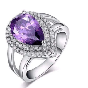 Loxlux Purple Micro Pave Ring - 6ct Cubic Zirconia Ring - Fashion Ring (size 6) - Picture 1 of 6