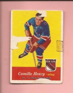 1957-58  TOPPS  # 63  CAMILLE HENRY   New York Rangers   Poor-Fair