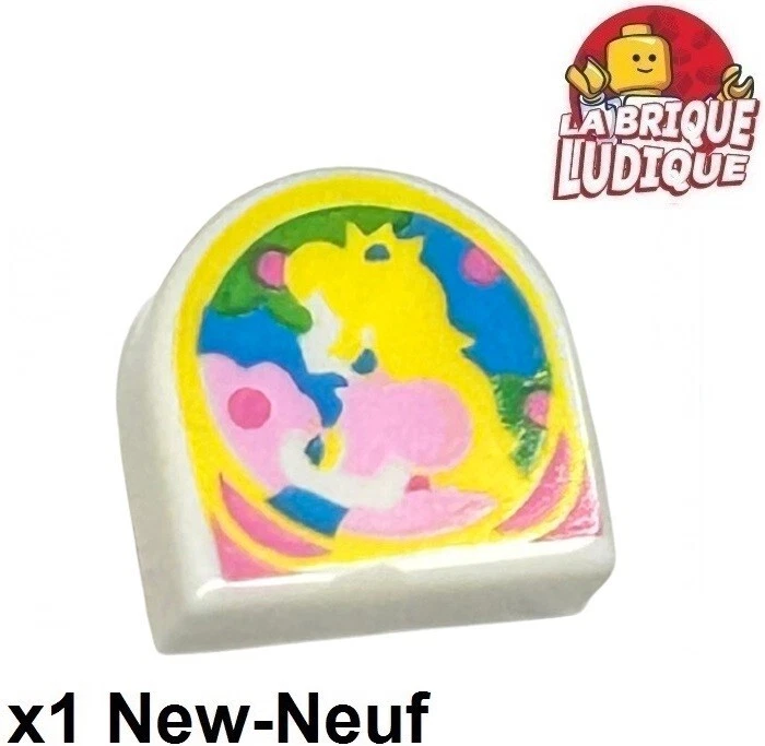 LEGO 1x Piastrelle Rotondi Decorato 1x1 Half Circle Principessa Peach 24246pb036 - Immagine 1 di 1