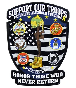 Support Our Troops Fallen Hero Shield Patch, Military Patches - Picture 1 of 1