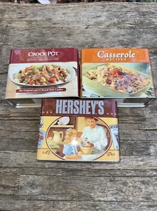 Lot of 3 Recipe Card Collection Tin Hershey’s Crock Pot Casserole - Picture 1 of 5