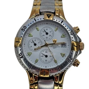 Croton Chronomaster Watch Mens 165ft Two Tone Case Band Qz Analog New Battery - Picture 1 of 13