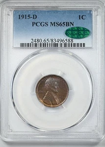 1915-D Lincoln Wheat Cent 1C PCGS MS65BN CAC - Picture 1 of 5