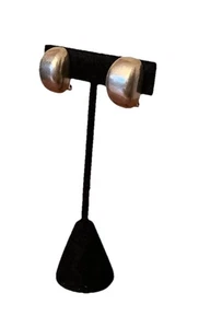 Vintage ATI Mexiko signierte aufgeblähte Sterlingsilber Modernist Ohrringe Clip geschwungen  - Bild 1 von 9