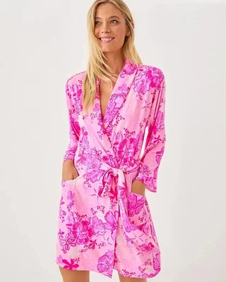 NWT Lilly Pulitzer Issie Pajama Knit Robe Color: Parigi Pink Support Full Size - Image 1 of 4