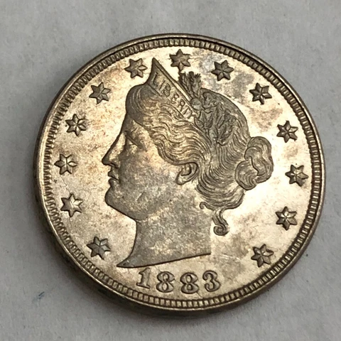 1883 'no cents' Liberty V NICKEL. AU-UNC slider, proof-like.   #2 Cover