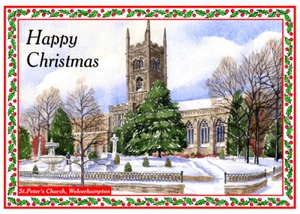 WOLVERHAMPTON SAN PIETRO CHIESA ARTISTI DIPINTO LUCIDO CARTOLINA NATALE 8"x 6" - Foto 1 di 2