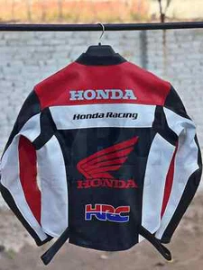 Honda Motorbike Cowhide Leather Jacket Motorcycle Sports Racing Leather Jacket - Picture 1 of 4