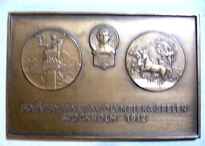 1912 Olympic Games Stockholm Sweden 50th Anniversary of the 1912 Olympics Plaque - Image 1 of 4